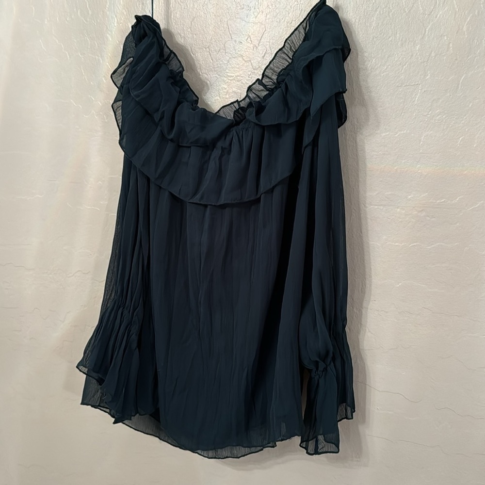 Zara‎ off shoulder chiffon blouse